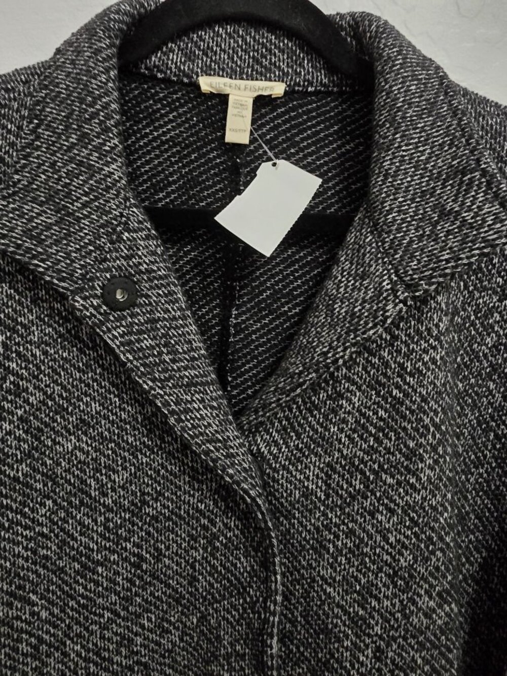 Eileen Fisher Boxy Tweed 100% Organic Cotton Jacket XXS - READ NWT Dark Academia - Picture 6 of 10